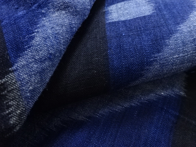  アンティーク　本場琉球　綿麻　幾何学模様織り出し着物(材料)